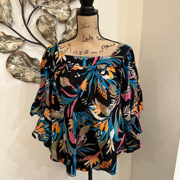 Terra & Sky Black Floral Blouse – Size 1X - Picture 2 of 5